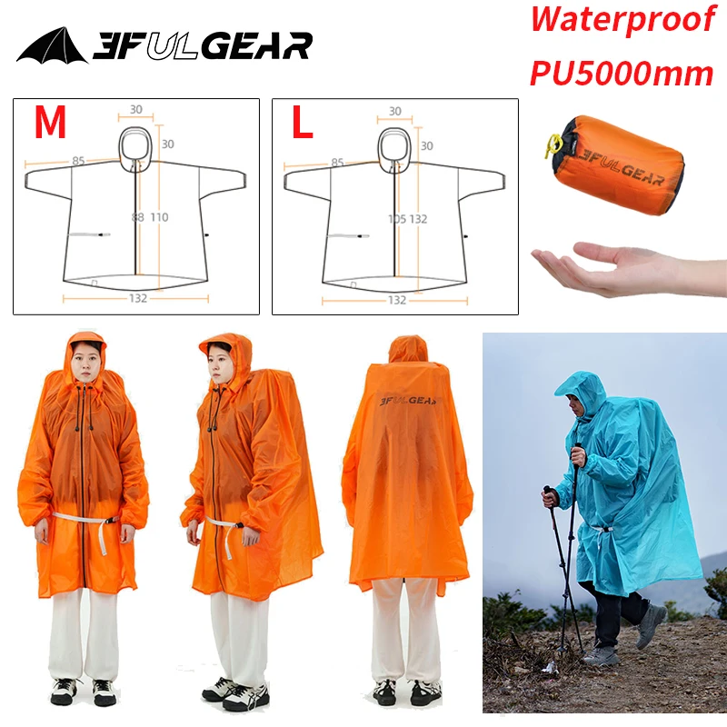 Cycling Gear Rain - 3F UL GEAR Zipper Raincoat 15D